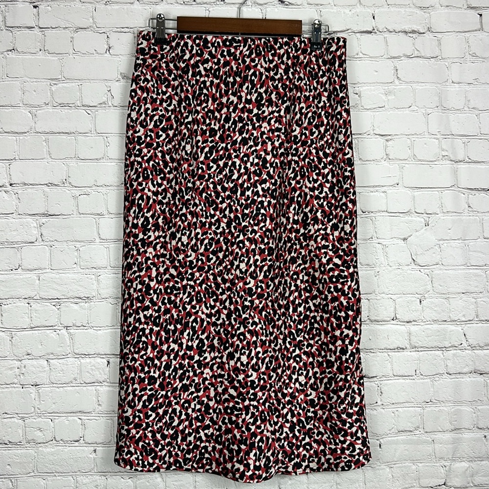 Sanctuary Red Midi Skirt Size Large Leopard Animal Print
